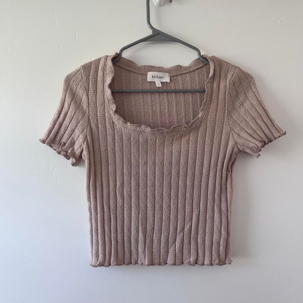 Bohme Women's Tan and Pink Blouse